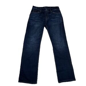 BKE Jake Men's Jeans Sz 34x32 Dark Wash Straight Leg Stretch Mid Rise Whiskering
